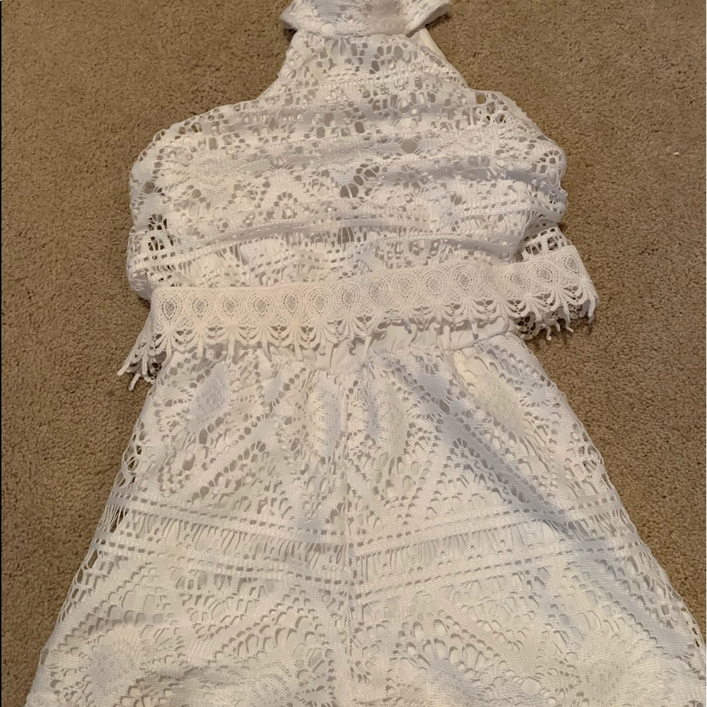 Lace White Halter Romper